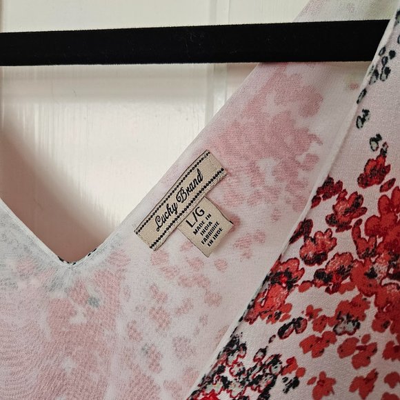 Lucky Brand Maxi Dress Spring Summer Floral Sleeveless V-Neck Flowy - Size L - Picture 4 of 5